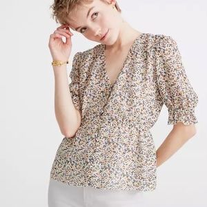 Madewell Silk peplum floral shirt